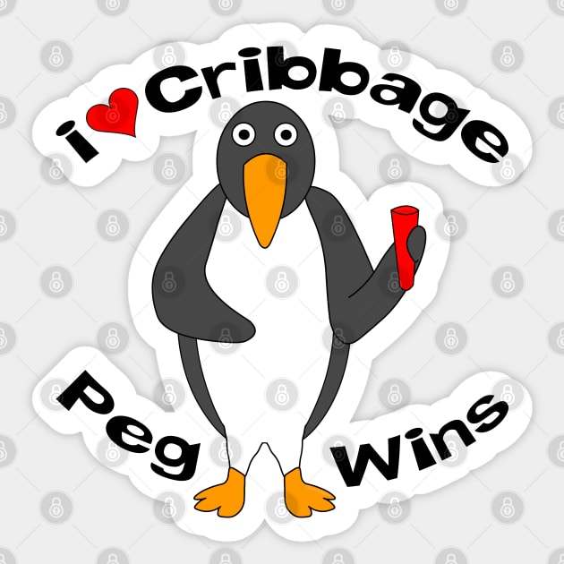 Cribbage Peg Wins Sticker by Barthol Graphics